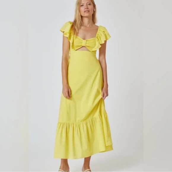 Farm Rio Yellow Ruffle Maxi Dress - Picture 1 of 4